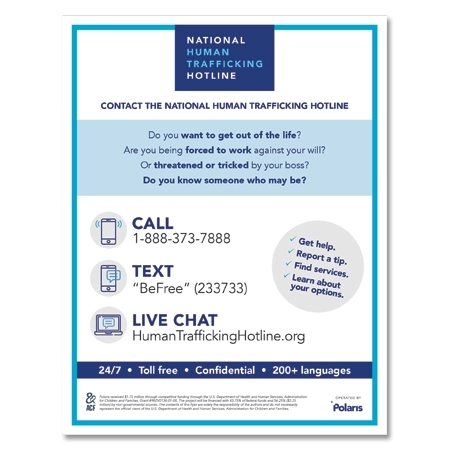 National Human Trafficking English Notice - Self-Adhesive