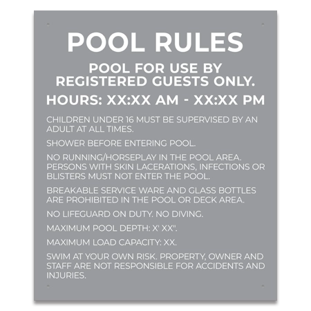 Pool Rules w/Hours