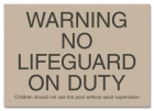 California No Lifeguard on Duty Sign
