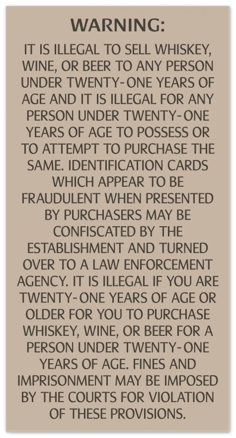 Colorado Alcohol Age Warning Sign