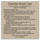 Exercise Room Use Sign