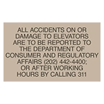 General Information Elevator Damage Sign
