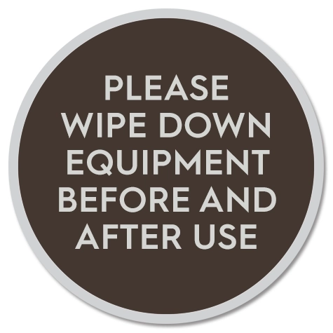 Large: Wipe Down Equipment Vinyl Sign - B - 12 Pack