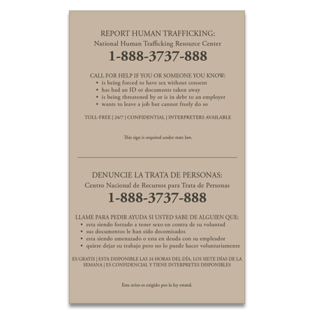 Maryland Large Human Trafficking Notice - Acrylic