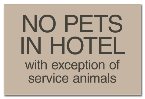No Pets in Hotel Sign