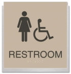 Restroom Sign w/Female & ISA Symbols & Backplate Options