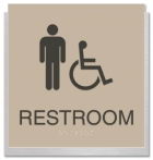 Restroom Sign w/Male & ISA Symbols & Backplate Options