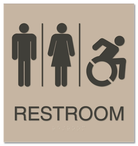 Restroom Sign w/Unisex & Dynamic ISA Symbols