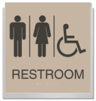 Restroom Sign w/Unisex & ISA Symbols & Backplate Options