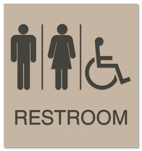Restroom Sign w/Unisex & ISA Symbols