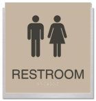 Restroom Sign w/Unisex Symbols & Backplate Options