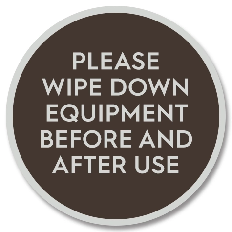 Small: Wipe Down Equipment Vinyl Sign - B - 12 Pack