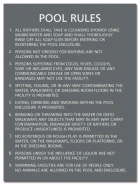 Nevada Pool Rules Sign
