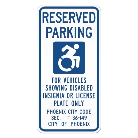 Phoenix, Arizona Reserved Parking Sign with Dynamic ISA Symbol