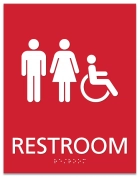 Restroom Sign w/ Unisex & ISA Symbols