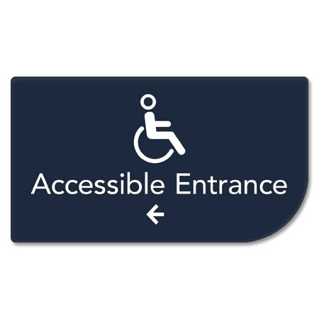 Accessible Entrance Sign w/ISA Symbol, Left Arrow