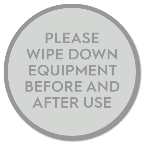 Large: Wipe Down Equipment Vinyl Sign - C - 12 Pack