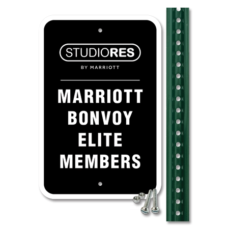 Marriott Elite Members Parking Sign Set -includes one (1) 7' post.
