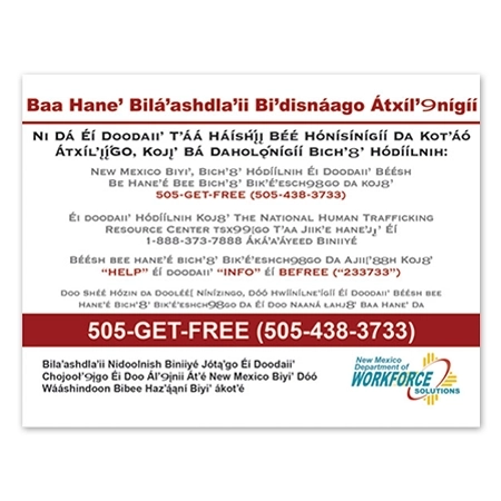 New Mexico Human Trafficking Notice - Navajo