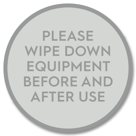 Small: Wipe Down Equipment Vinyl Sign - C - 12 Pack