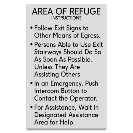 Area of Refuge Instructions Sign