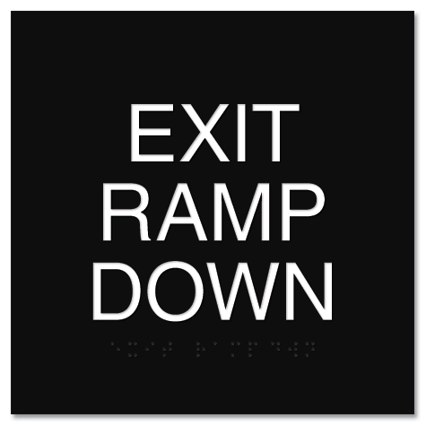 "Exit Ramp Down" Egress Sign - CA Compliant