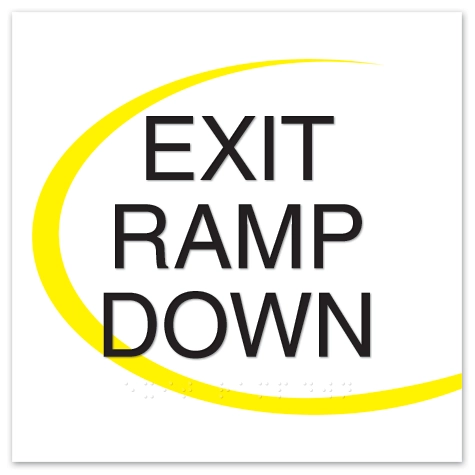 "Exit Ramp Down" Egress Sign - CA Compliant