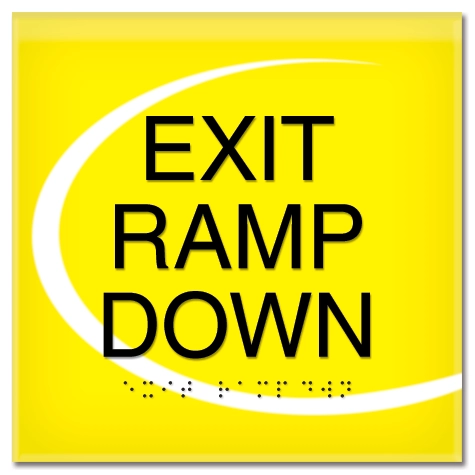 "Exit Ramp Down" Egress Sign - CA Compliant