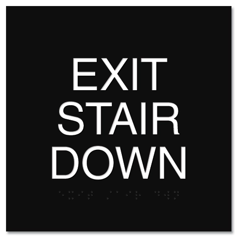 "Exit Stair Down" Egress Sign - CA Compliant