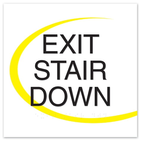 "Exit Stair Down" Egress Sign - CA Compliant