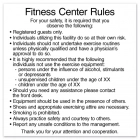 Fitness Center Rules Sign