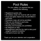 Pool Rules Sign