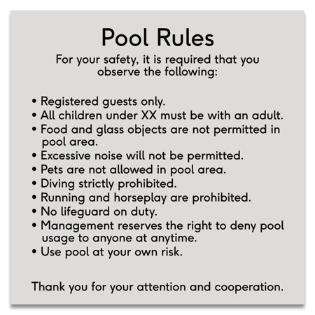 Pool Rules Sign