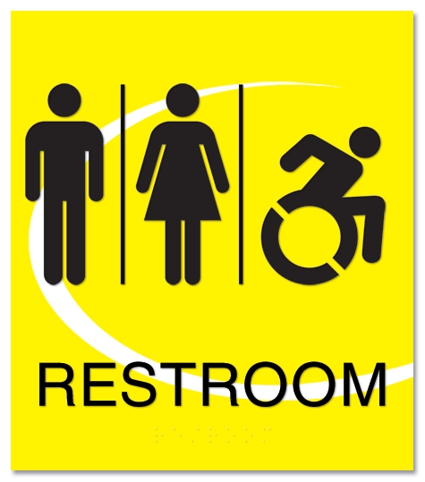 Restroom Sign w/Unisex & Dynamic ISA Symbols