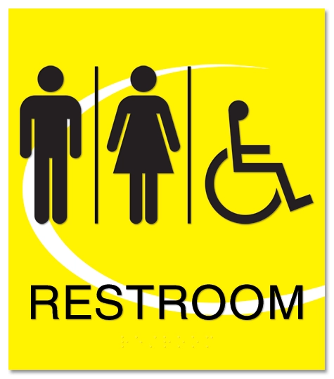 Restroom Sign w/Unisex & ISA Symbols