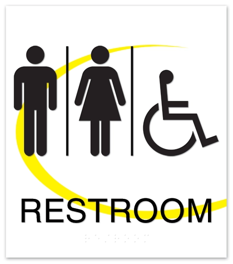 Restroom Sign w/Unisex & ISA Symbols