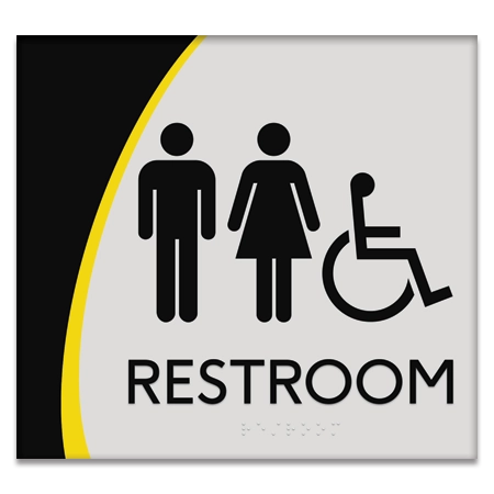Restroom Sign w/Unisex & ISA Symbols