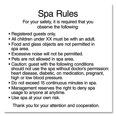 Spa Rules Sign