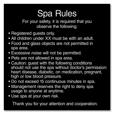 Spa Rules Sign