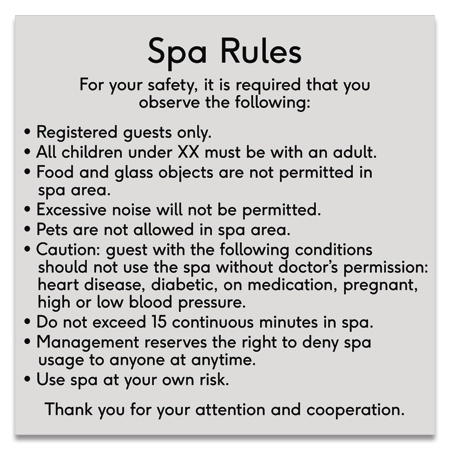 Spa Rules Sign