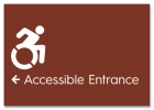 Accessible Entrance Sign w/Dynamic ISA Symbol & Left Arrow