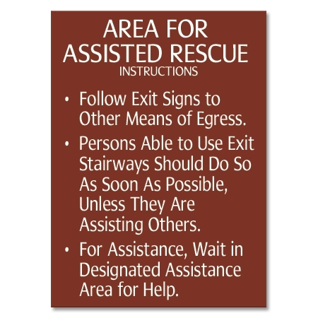 Area of Assisted Rescue Instructions Sign