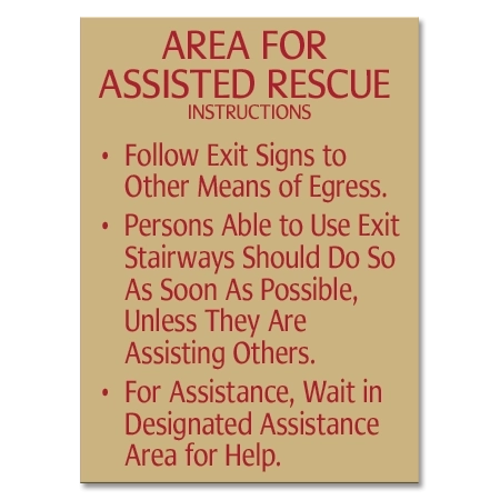 Area of Assisted Rescue Instructions Sign