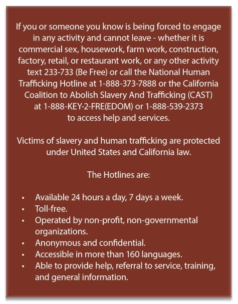 California English Human Trafficking Notice
