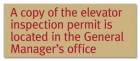 Elevator Inspection Permit Sign - Replacements