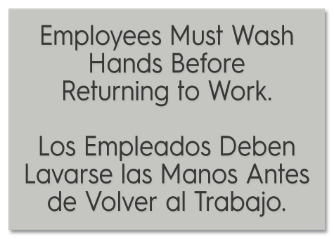 Employees Must Wash Hands Sign