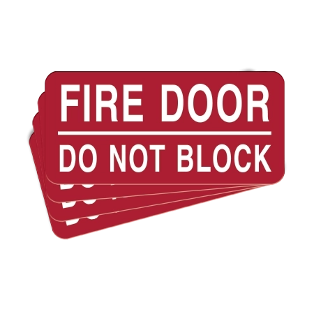 Fire Door - Do Not Block Label - 4 Pack