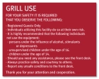 Grill Use Sign - Replacements