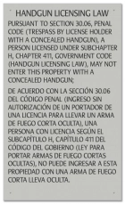 Handgun Licensing Law Sign (30.06) - Concealed