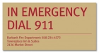 In Emergency Dial 911 (Facility Name) - California Code - Replacements